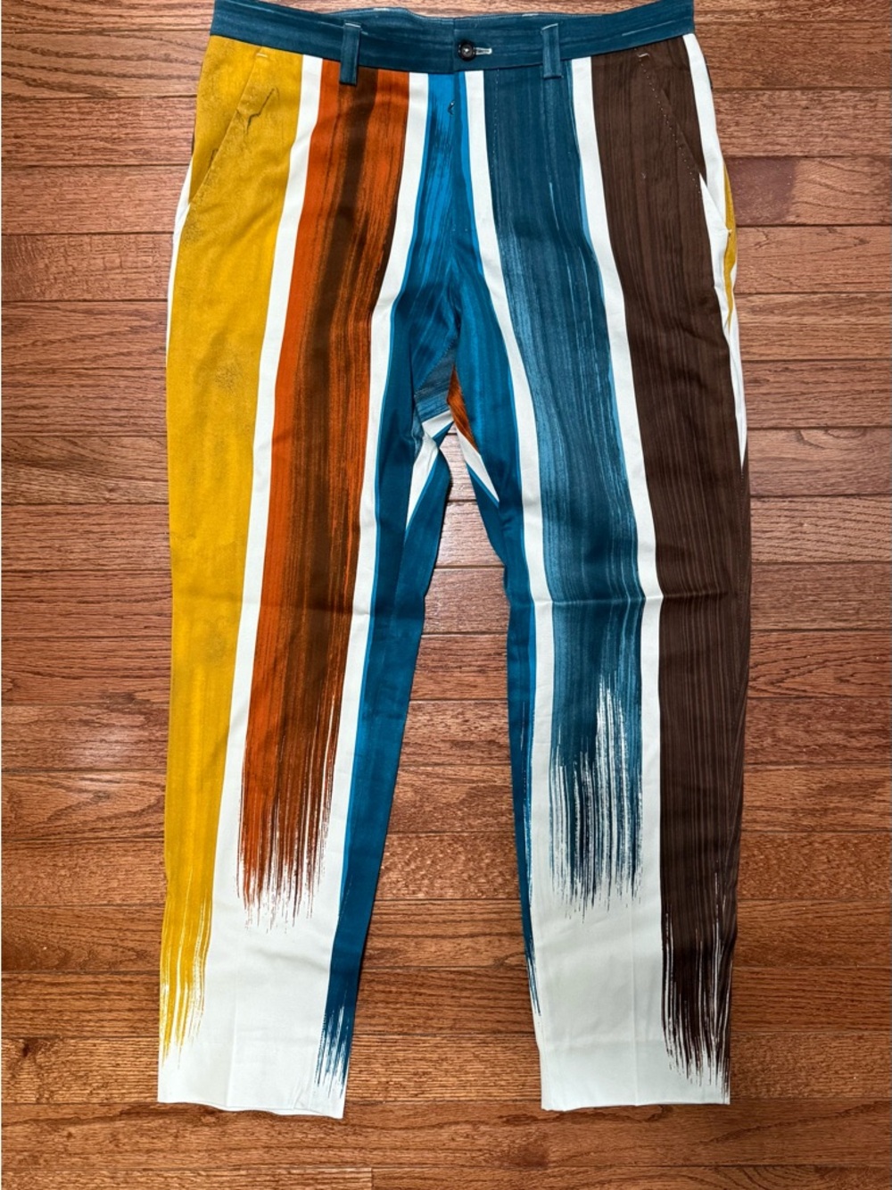 Dolce & Gabbana Orange, Mustard & Teal Striped Trousers - Size 44 (32/33)